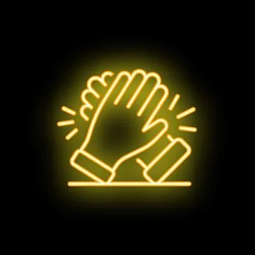 Neon icon of applause clapping hands showing approval Stock Illustration