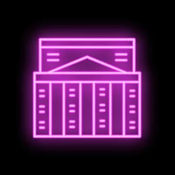 Neon icon of archive document storage box glowing purple light 스톡 일러스트