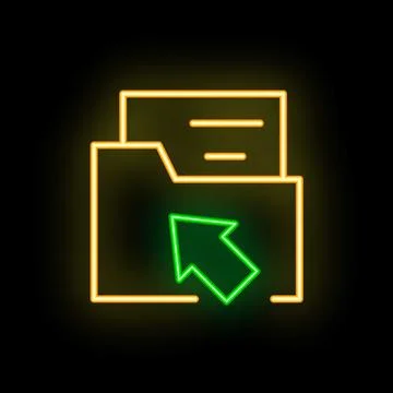 Neon icon of arrow pointing at folder with documents イラスト素材