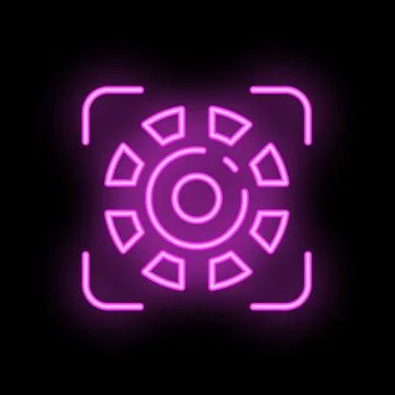 Neon icon of artificial intelligence processing data in a frame Stock Illustration