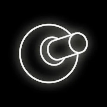 Neon icon of audio jack plug glowing on black background Stock Illustration