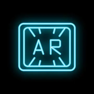 Neon icon of augmented reality display glowing on black background Stock Illustration