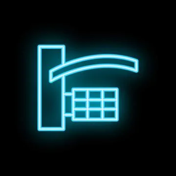Neon icon of automatic rising arm barrier gate glowing on black background Illustrazione stock
