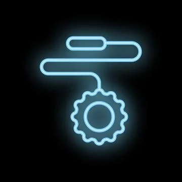 Neon icon of automation process with gear and line Stock Illustration