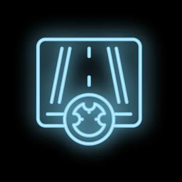 Neon icon of autonomous car using ai for self driving on highway Stock Illustration