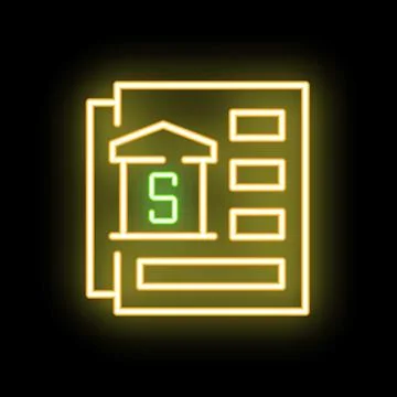 Neon icon of bank statement representing financial report 스톡 일러스트