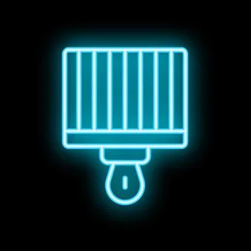 Neon icon of a barcode scanner emitting light from below Stock-Illustration