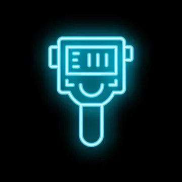 Neon icon of a barcode scanner emitting a blue glow Stock-Illustration