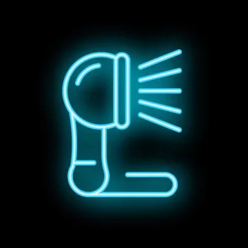 Neon icon of a barcode scanner emitting a blue light Stock Illustration