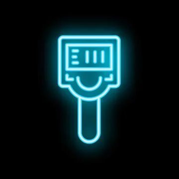 Neon icon of barcode scanner emitting light in the dark Stock Illustration