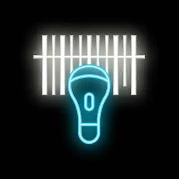 Neon icon of a barcode scanner scanning a barcode Stock-Illustration