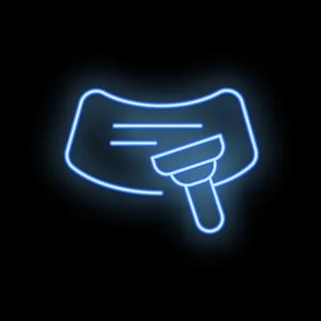 Neon icon of barcode scanner scanning a barcode Stock Illustration