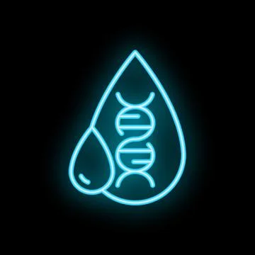 Neon icon of blood drop containing dna double helix イラスト素材