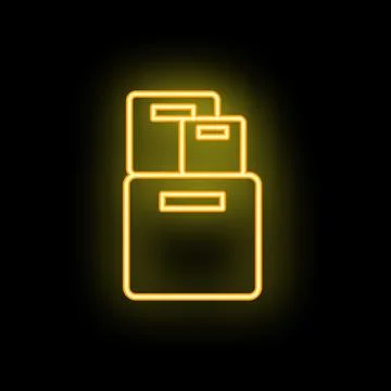 Neon icon of boxes stacked on top of a bigger box representing storage Stockillustratie