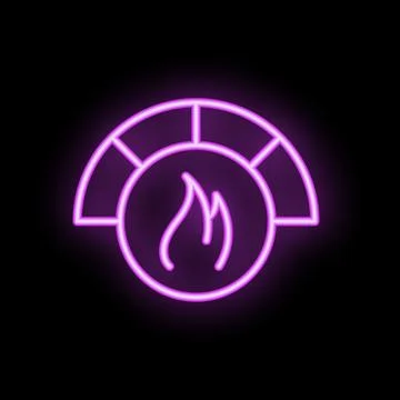Neon icon of a brick oven burning for pizzeria logo or menu design Stock Illustration