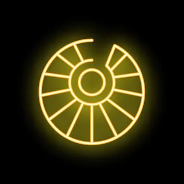 Neon icon of broken circle divided into sectors on black background Stockillustratie