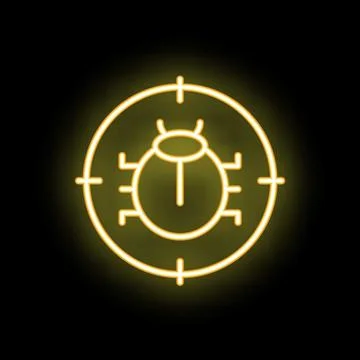 Neon icon of bug fixing, debugging, finding solution Illustrazione stock