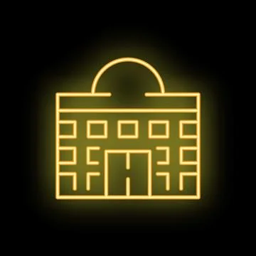 Neon icon of a building with an observatory dome on top Ilustración de archivo