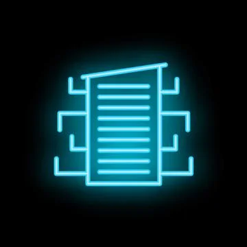 Neon icon of a building representing a data center 스톡 일러스트