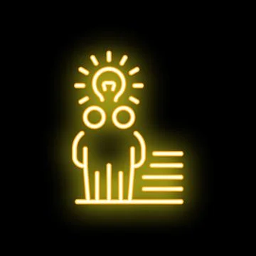 Neon icon of businessman making progress with a great idea Illustrazione stock