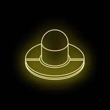 Neon icon of a button being pushed down in yellow Stock Illustration