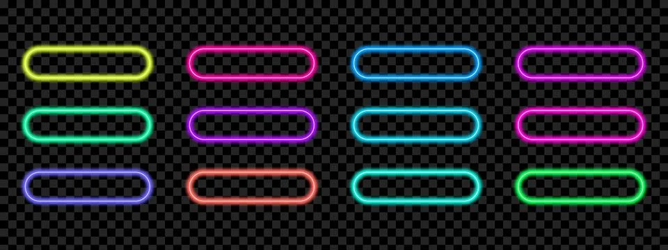 Neon icon button pack with glowing borders. Vector UI elements for apps and.. Stockillustratie