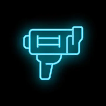 Neon icon of a camera recording video footage Stock Illustration