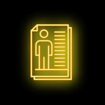 Neon icon of candidate profile representing job search and recruitment Stock Illustration