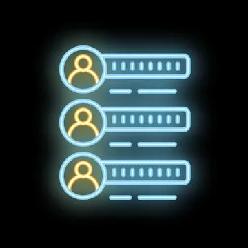 Neon icon of candidate ranking system showing progress bar for recruitment Illustrazione stock