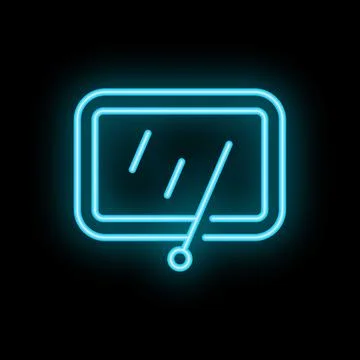 Neon icon of car windshield wiper cleaning rain drops Stock Illustration