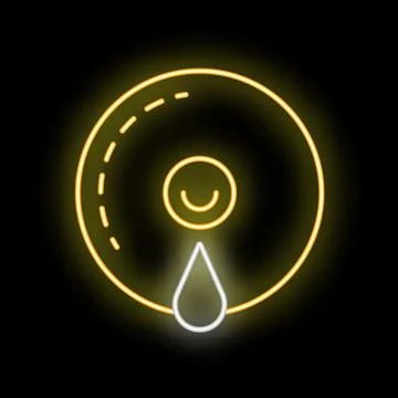 Neon icon of cd disk losing data with drop shape Stock Illustration