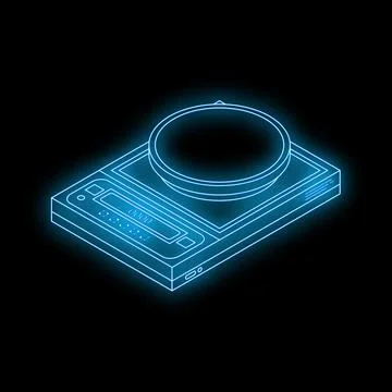 Neon icon of cd player playing music isometrically Stock Illustration