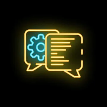 Neon icon of chat bubbles showing technical support conversation Stock Illustration