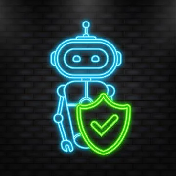 Neon Icon. Chatbot icon concept, chat bot or chatterbot. Robot Virtual Illustrazione stock
