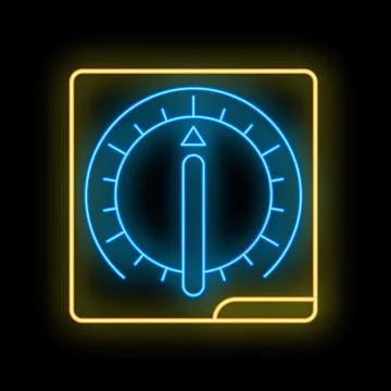 Neon icon of a circular control knob with glowing light effect Stock Illustration