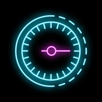 Neon icon of clock or timer showing time passing by with segments Stock Illustration