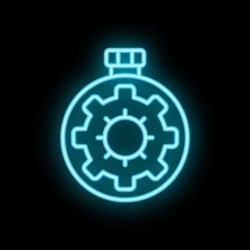 Neon icon of clock showing time management concept Stock Illustration