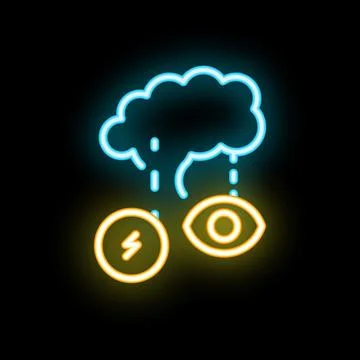 Neon icon of cloud computing connecting energy and vision Stock Illustration