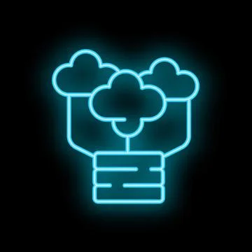 Neon icon of cloud computing connecting to database server Stock Illustration