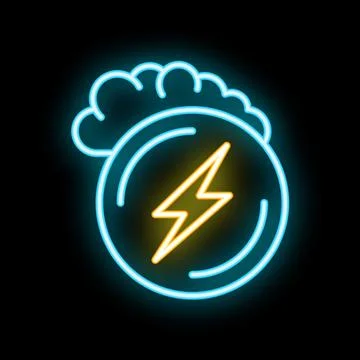 Neon icon of cloud computing providing electricity and power Illustrazione stock