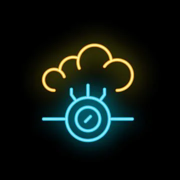 Neon icon of cloud computing with sensor sending data Stock Illustration