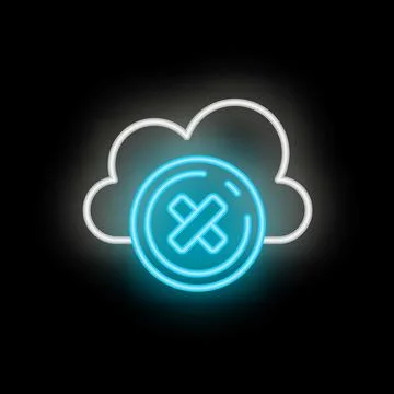 Neon icon of cloud computing service showing error status Illustrazione stock
