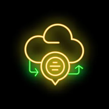 Neon icon of cloud computing showing data storage and transfer Stock Illustration