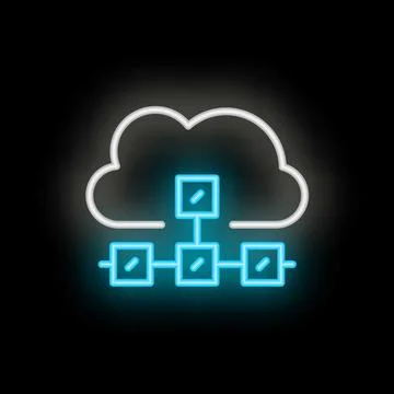 Neon icon of cloud computing showing network structure Stock Illustration