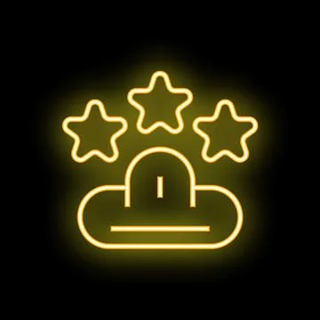 Neon icon of cloud storage receiving three stars rating Stock Illustration