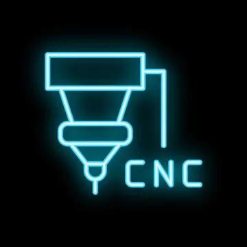 Neon icon of cnc milling machine working Stock Illustration