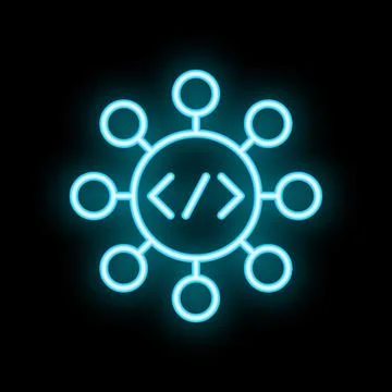 Neon icon of code sharing platform representing open source software develo.. Illustrazione stock