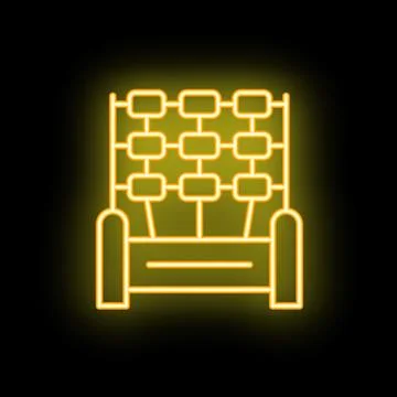 Neon icon of a comfortable waiting room sofa on black background Stock Illustration