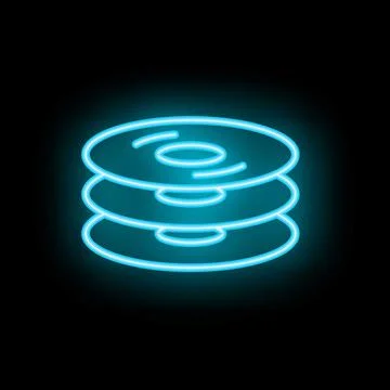 Neon icon of compact discs glowing on black background Illustrazione stock