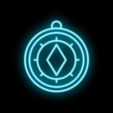 Neon icon of compass showing direction with glowing light effect Stock-Illustration